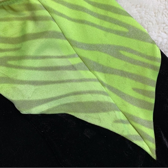 GK Elite Girl's Gymnastic Dance Leotard Black Green Neon Zebra Print Size AM - Picture 10 of 14